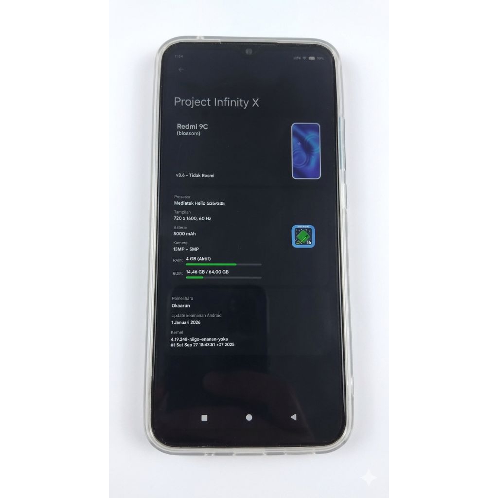 HP Second berkualitas REDMI 9C 4/64 UBL+costumrom+root android16