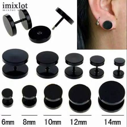 Anting Telinga Kuku Hitam Pria Hip Hop Gaya Trend Minimalis Kecil Anting Bulat Perak Wanita