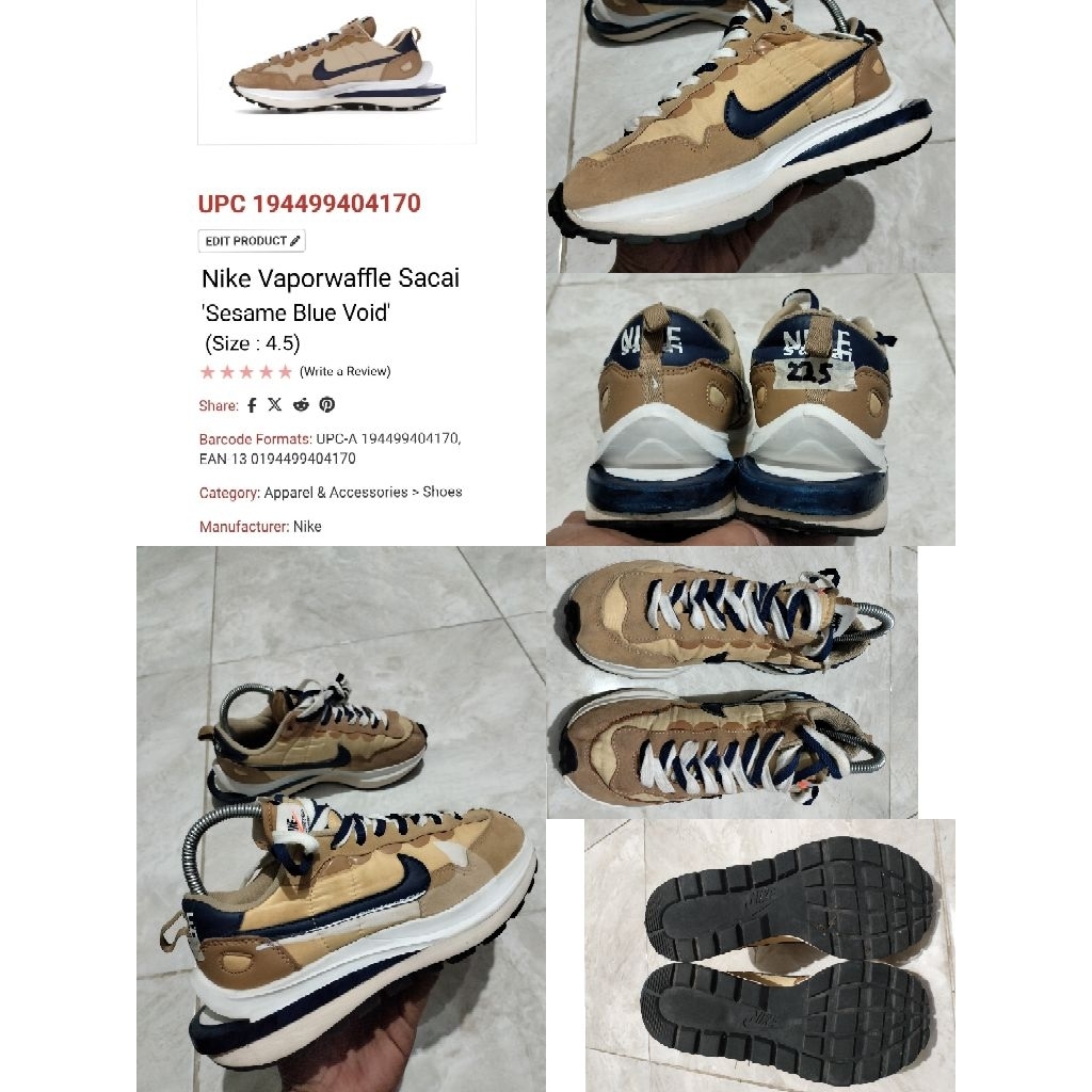 Sepatu Preloved Second Original Nike Vaporwaffle Sacai Size 38