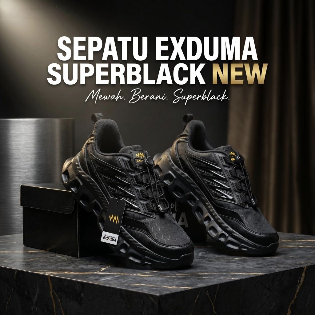 SEPATU RUNNING TALI SUPERBLACK EXDUMA