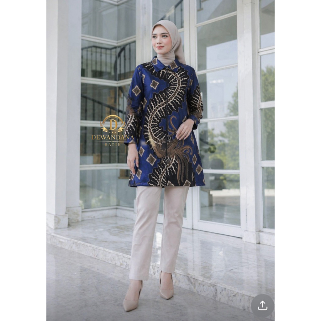 Baju Tunik Batik Wanita Seragam Guru Kantor Jumbo Ld 120cm