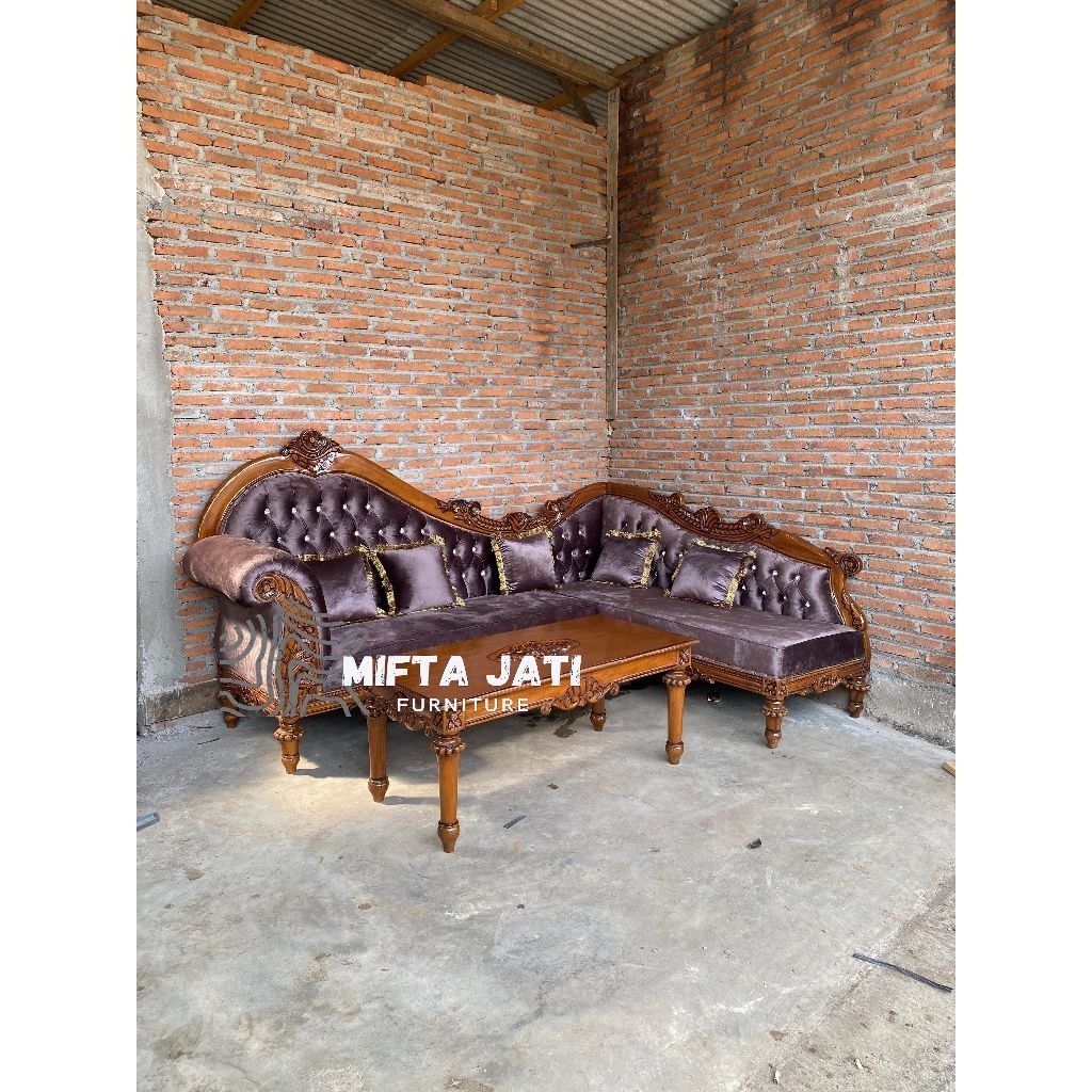 Kursi tamu sofa sudut | Sofa sudut | Kursi sofa ukir