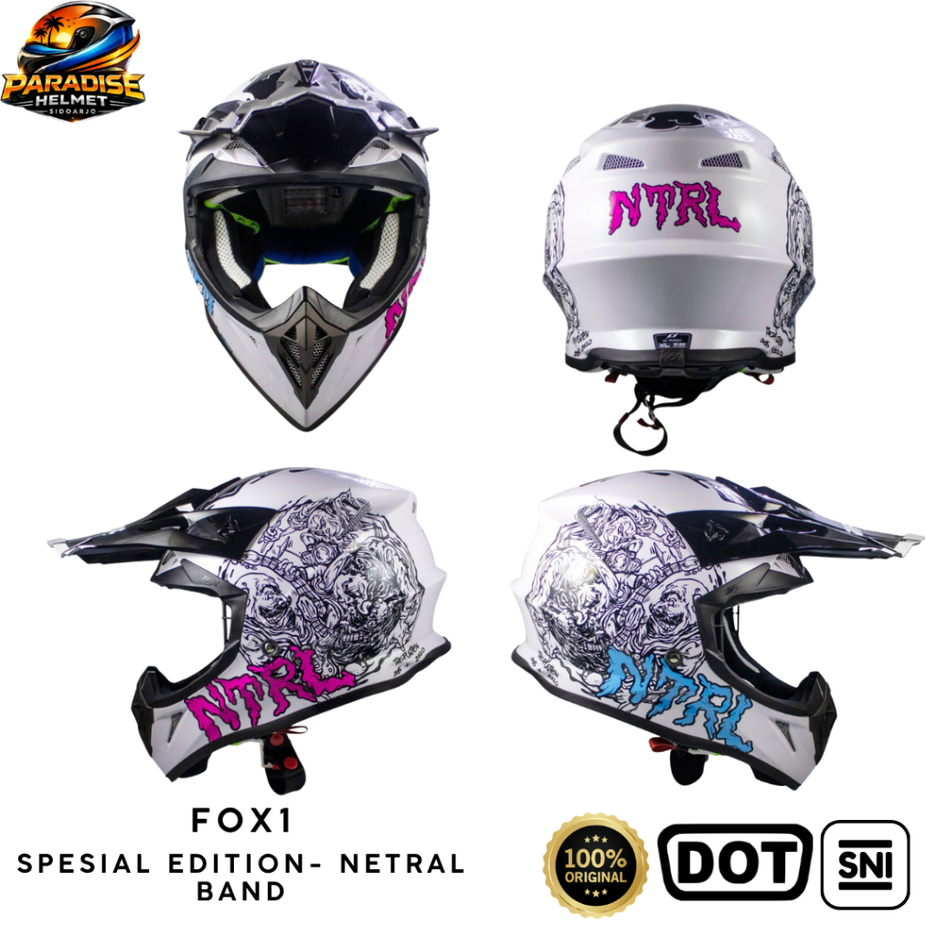 Helm Full Face Cross Pria Wanita Harian Motor Trail Tebal Nyaman SNI DOT JPX FOX1 Netral Seri - Pear