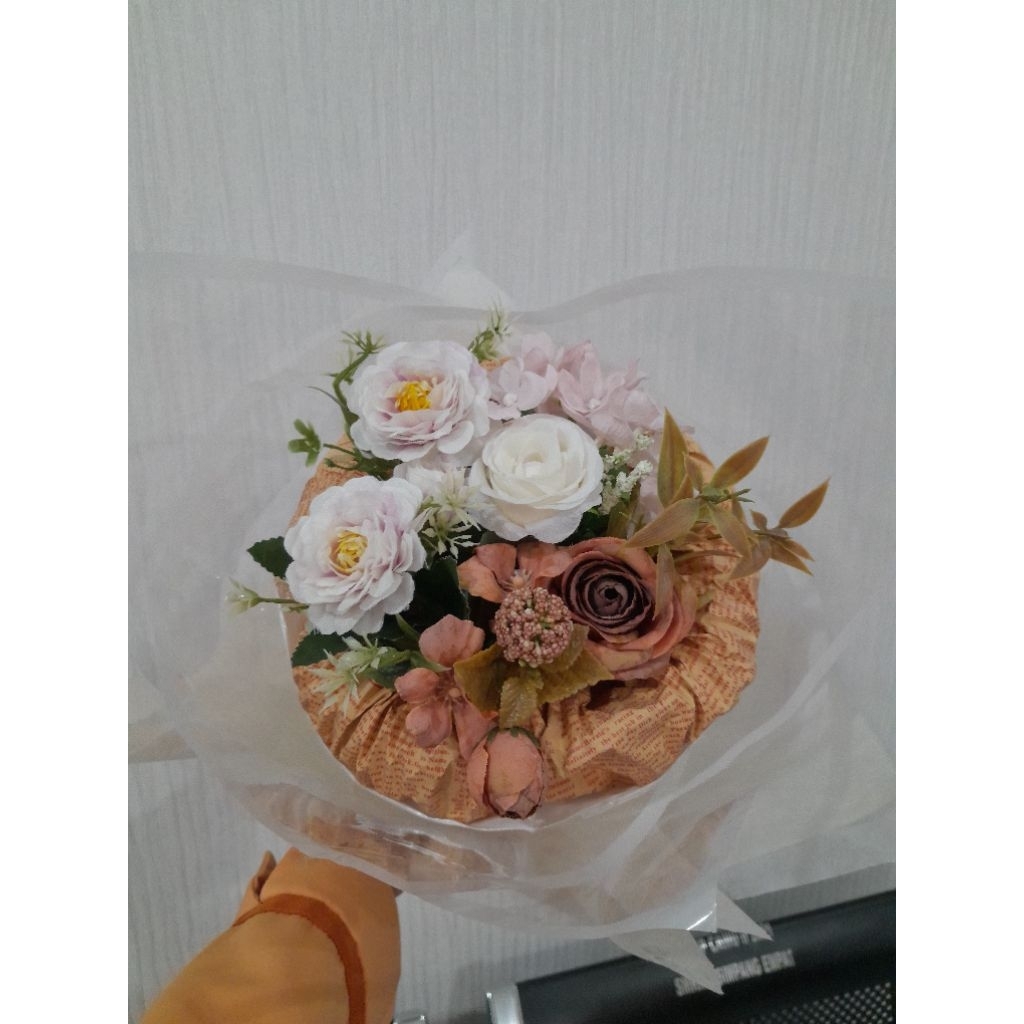 Buket Bunga Kering Aesthetic Fake Flower Bouquet Hadiah Wisuda Ulang Tahun - kkiazzstore