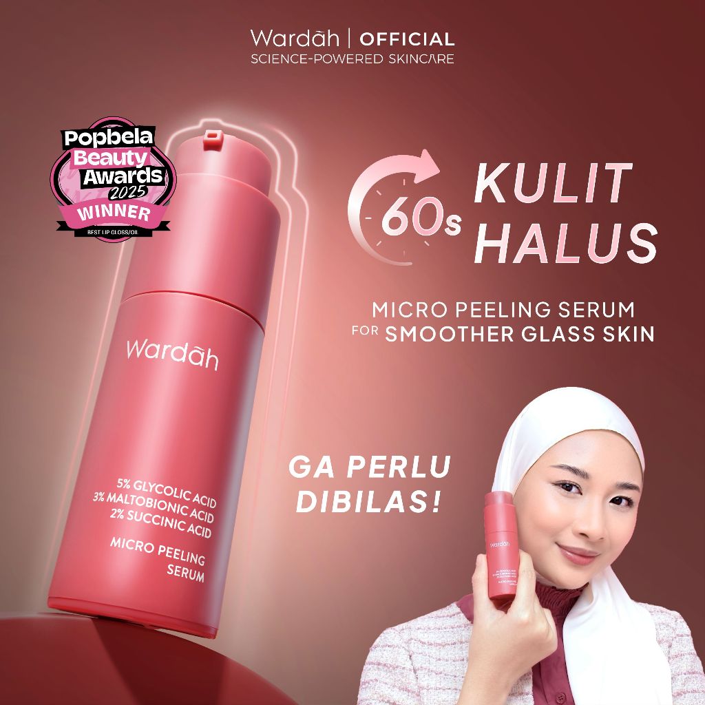 Wardah Peeling Serum Solution Exfo, 5% Glycolic Acid 3% Maltobionic Acid 2% Succinic Acid - Serum Ek