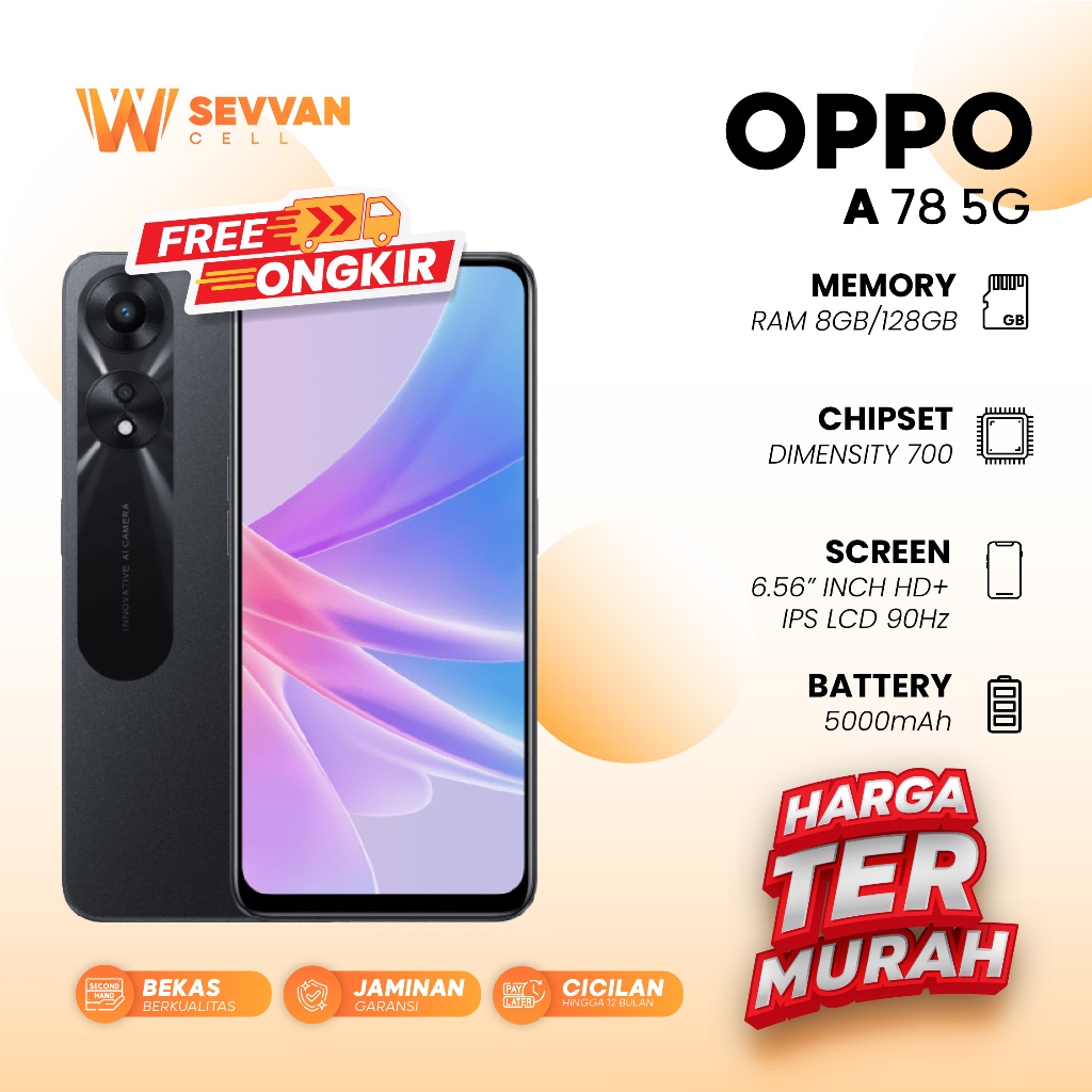 Handphone Oppo A78 5G Ram 8 128 GB