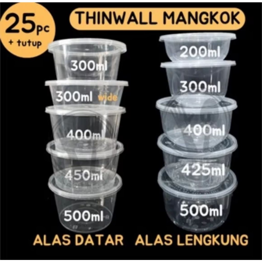 Thinwall Mangkuk Bulat | Bowl Round | Victory | isi 25 | Berbagai ukuran 200 300 400 450 500 650 750