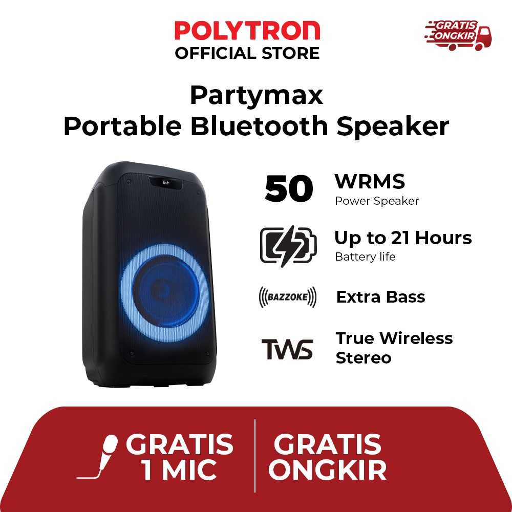SPEAKER Portable Wireless Polytron PPS 8L12 (Free 1 Mic Wireless)