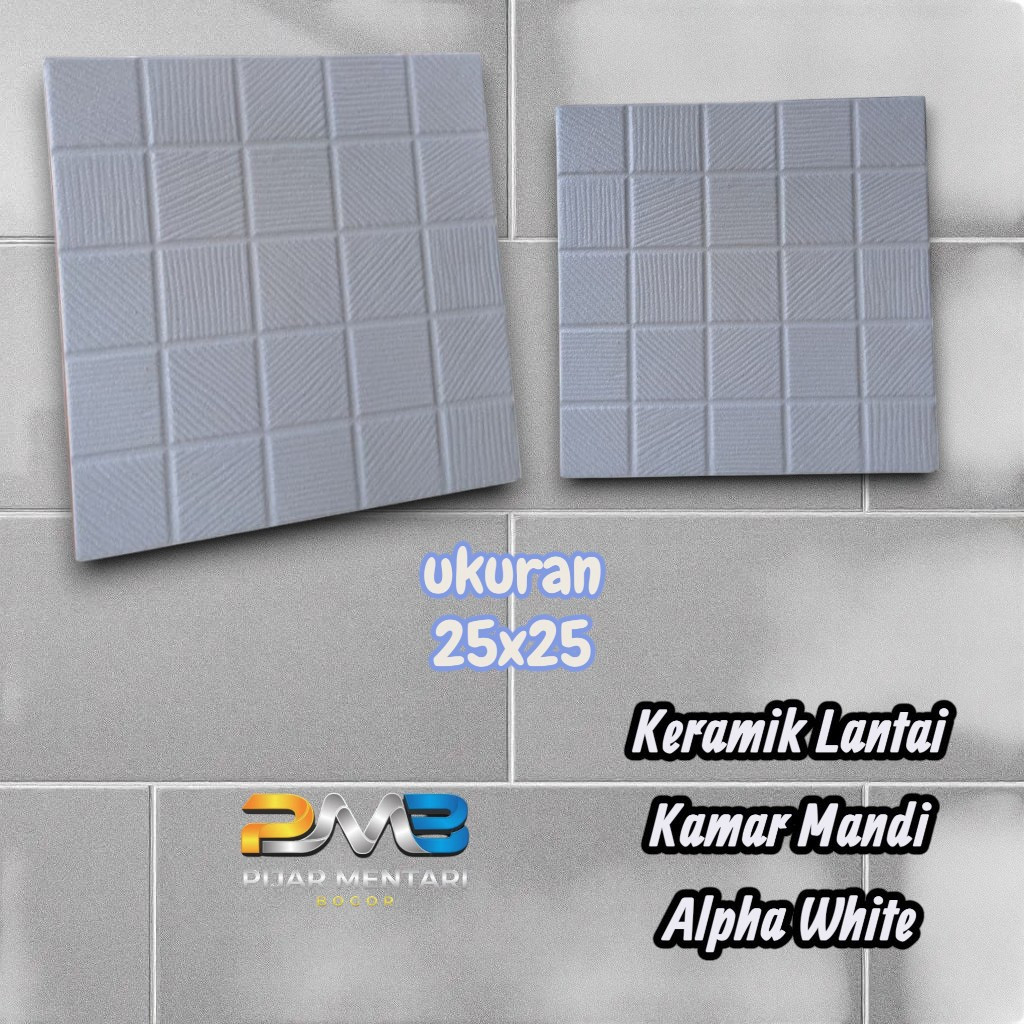 Keramik Lantai Carport Kamar Mandi ALPHA WHITE 25x25 ASIA TILE