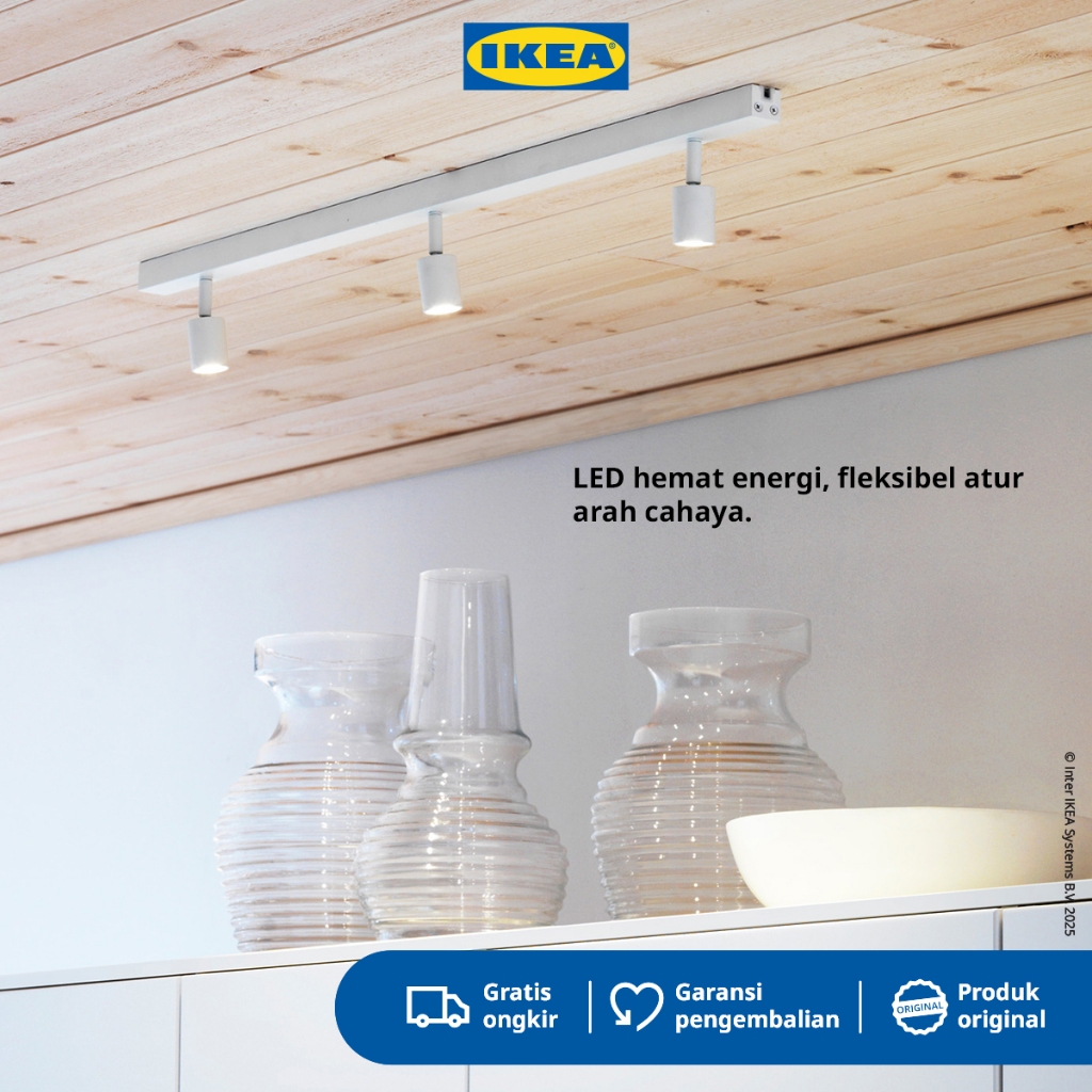 IKEA BAVE Lampu Trek Plafon LED 3 Tempat Putih