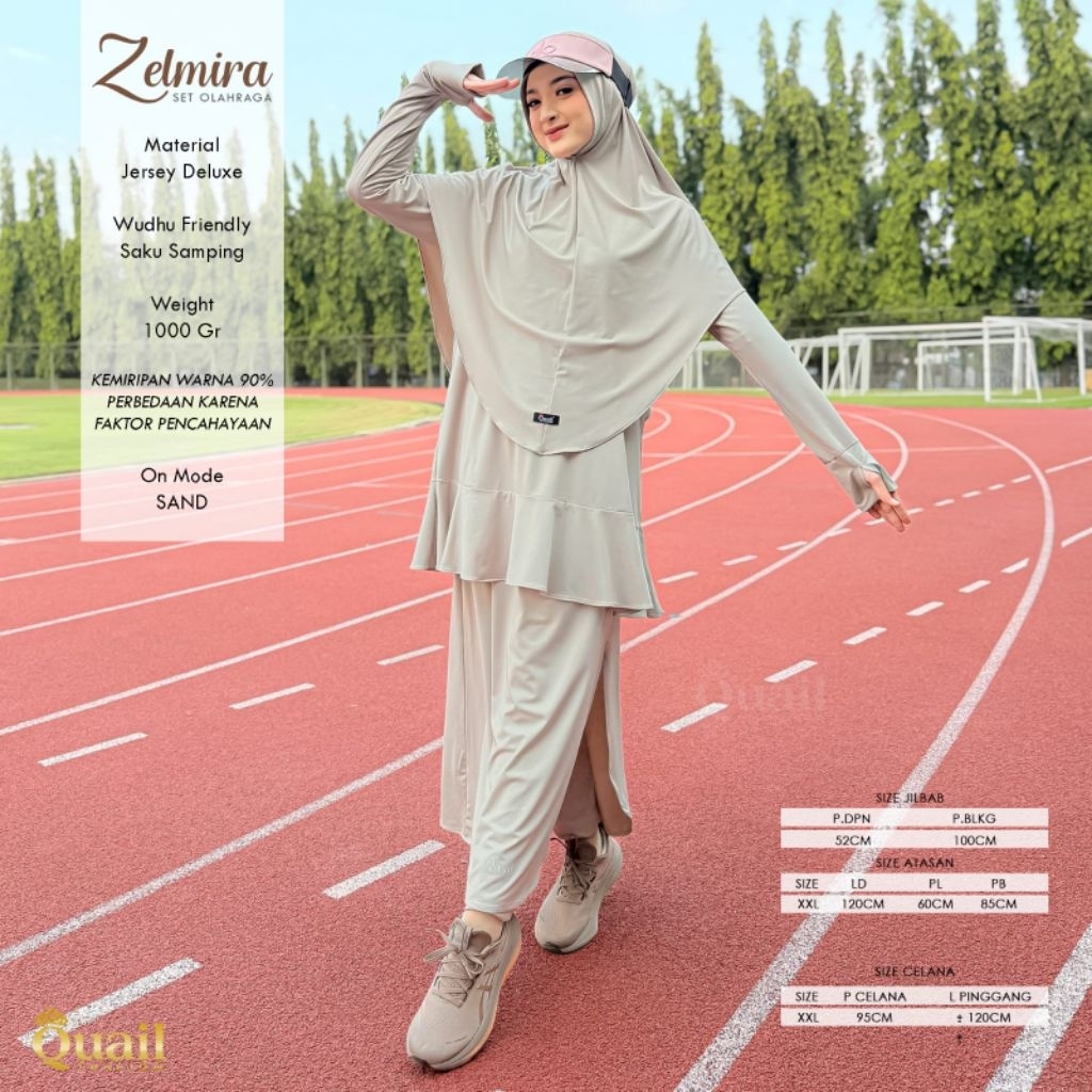 ZELMIRA SET ORI QUAIL HIJAB // ONE SET OLAHRAGA WANITA KAOS ROK CELANA TERBARU