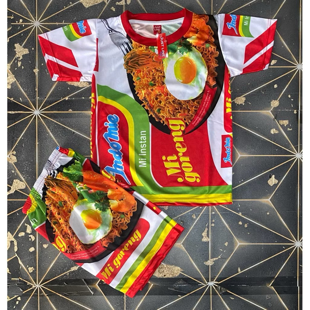 SETELAN ANAK JERSEY SNACK JAJANAN INDOMIE VIRAL LENGAN PENDEK