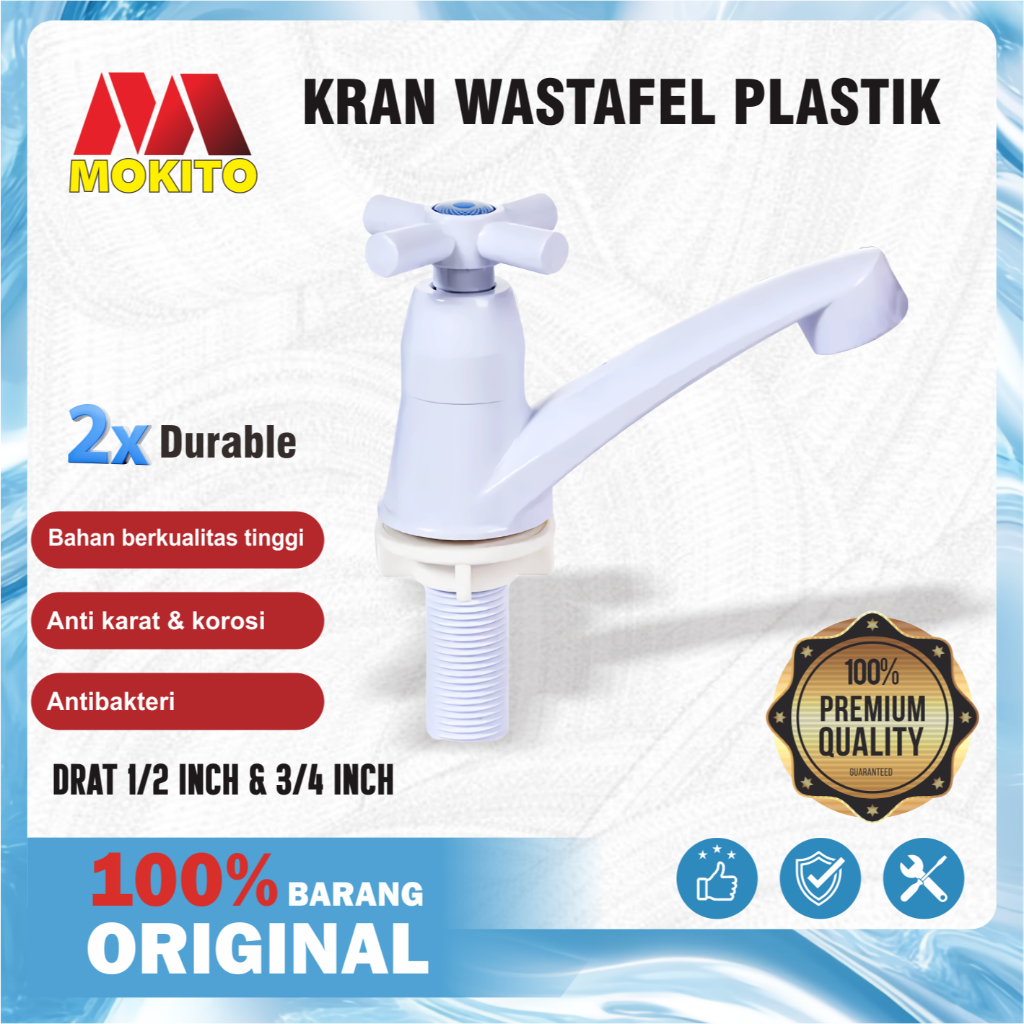 MOKITO Kran Wastafel Keran Air Baling PVC 1/2 Inch High Quality Tancap Bawah