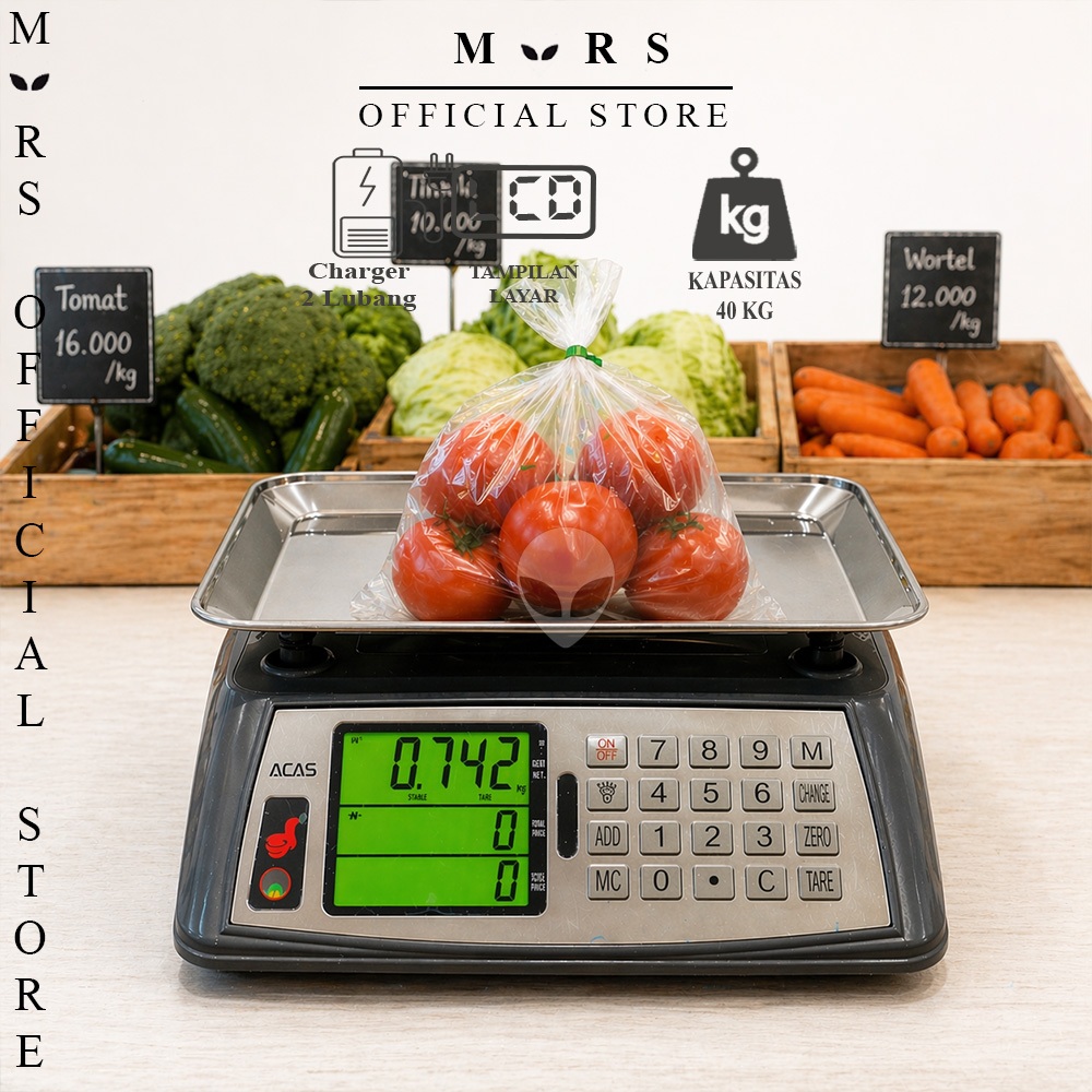 ACAS QE-01 Timbangan Duduk Digital 40kg Timbangan Dapur Buah dan Sayuran Timbangan Electronic Free C