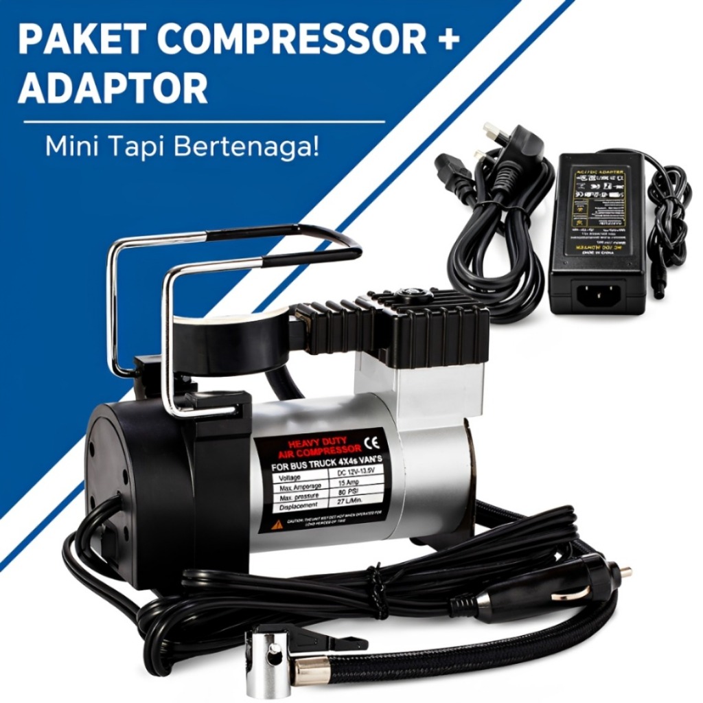 Pompa Angin Mini Compressor Listrik Dc 12V Cet Heavy Duty150 Psi Kompresor Mini Listrik Plus Adaptor