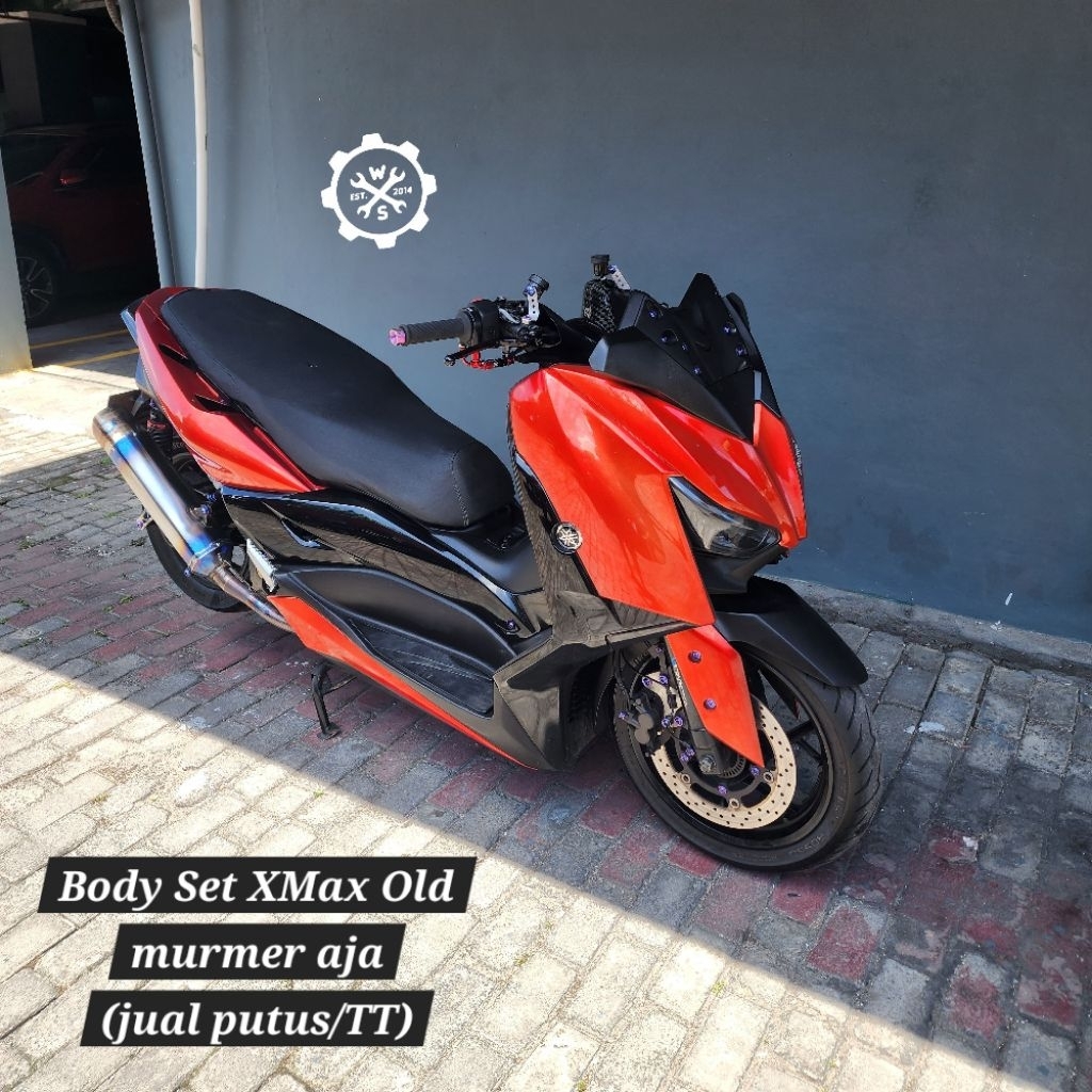 Body Full Set 10 Bagian Yamaha XMax Old Lama Repaint Orange Oranye Red Merah