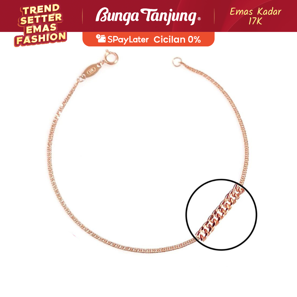 GELANG EMAS HOLLOW CLASSIC CHAIN - EMAS 17K - BUNGA TANJUNG GOLD