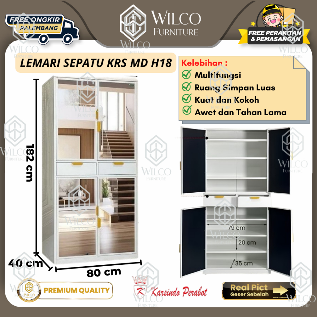 Lemari Sepatu KRS MD H18 by Karsindo | Lemari Sepatu Besi 4 Pintu Serbaguna