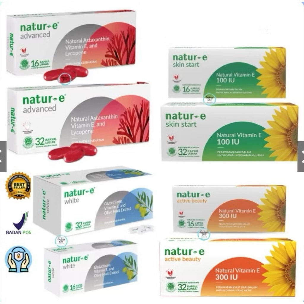 Natur-E Capsul All Varian 100 IU 300 IU Whitening Advanced & Natur-E White