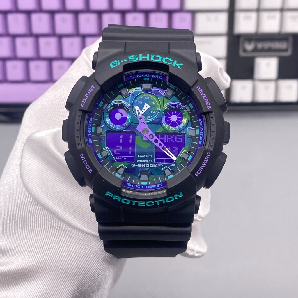 CASlO G-SH0CK Jam Tangan Pria Model GA-100BL-1A 100%produk asli 200m tahan air Garansi satu tahun