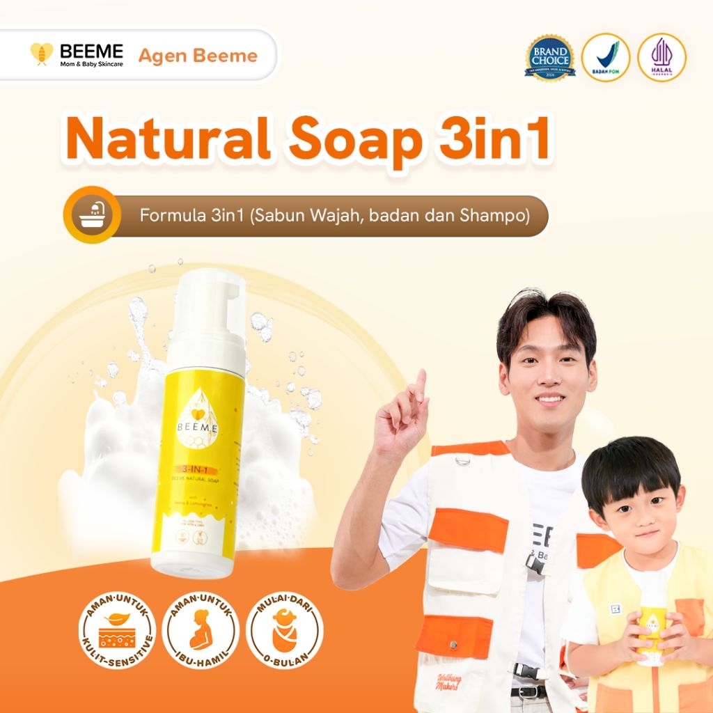 BEEME NATURAL SOAP 3IN1 | SKINCARE BAYI & ANAK | Beeme