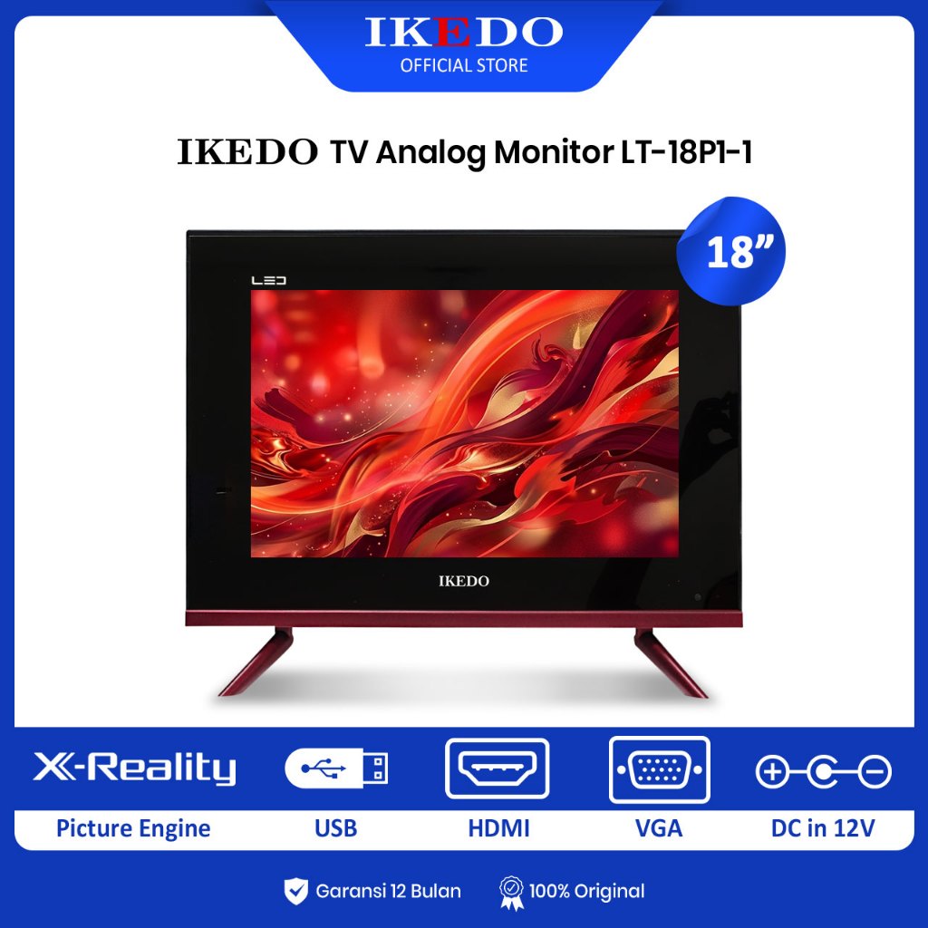 IKEDO TV LED 18 Inch LT-18P1 TV Monitor TV Analog HD MURAH TERBARU