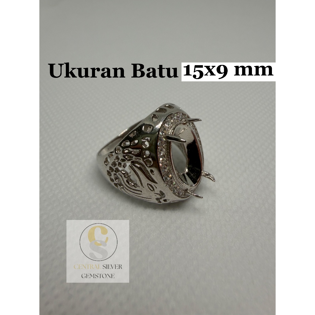 Emban Cincin Silver 925 Pria Untuk Batu Akik (Size 21 Standar HK)