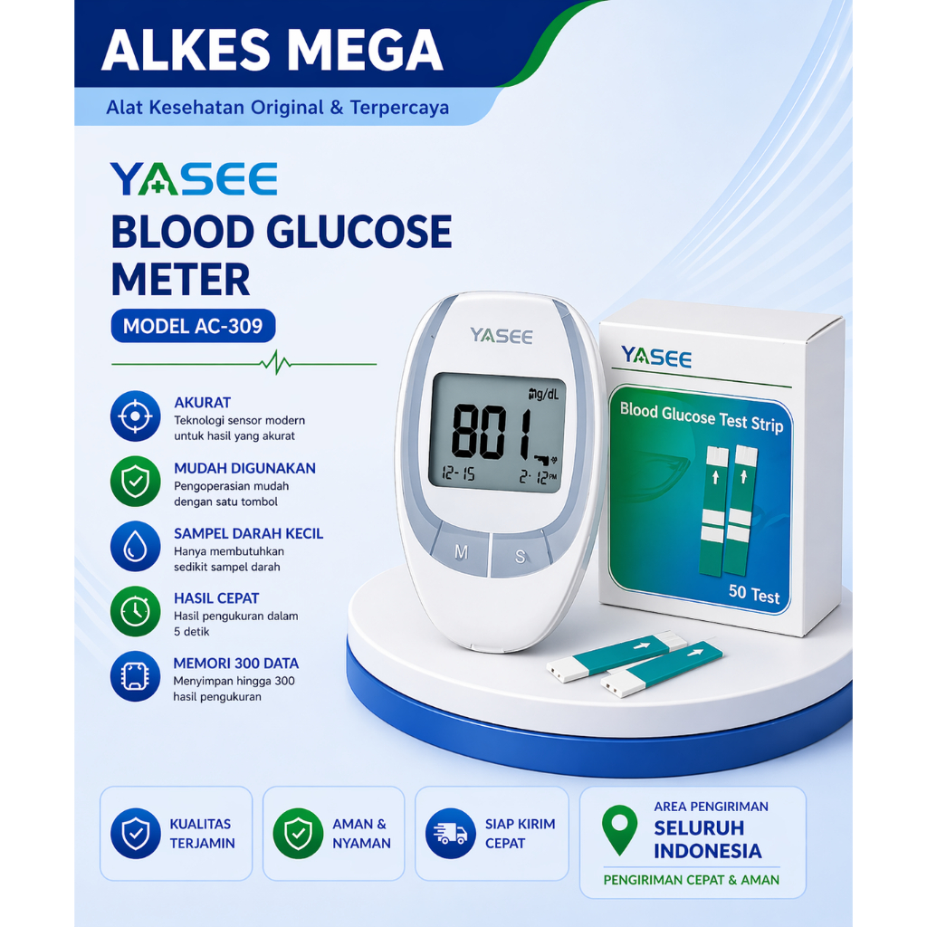 YASEE Sugar Glucometer Blood Glucose Meter Diabetes test kit 50pcs Test Strips