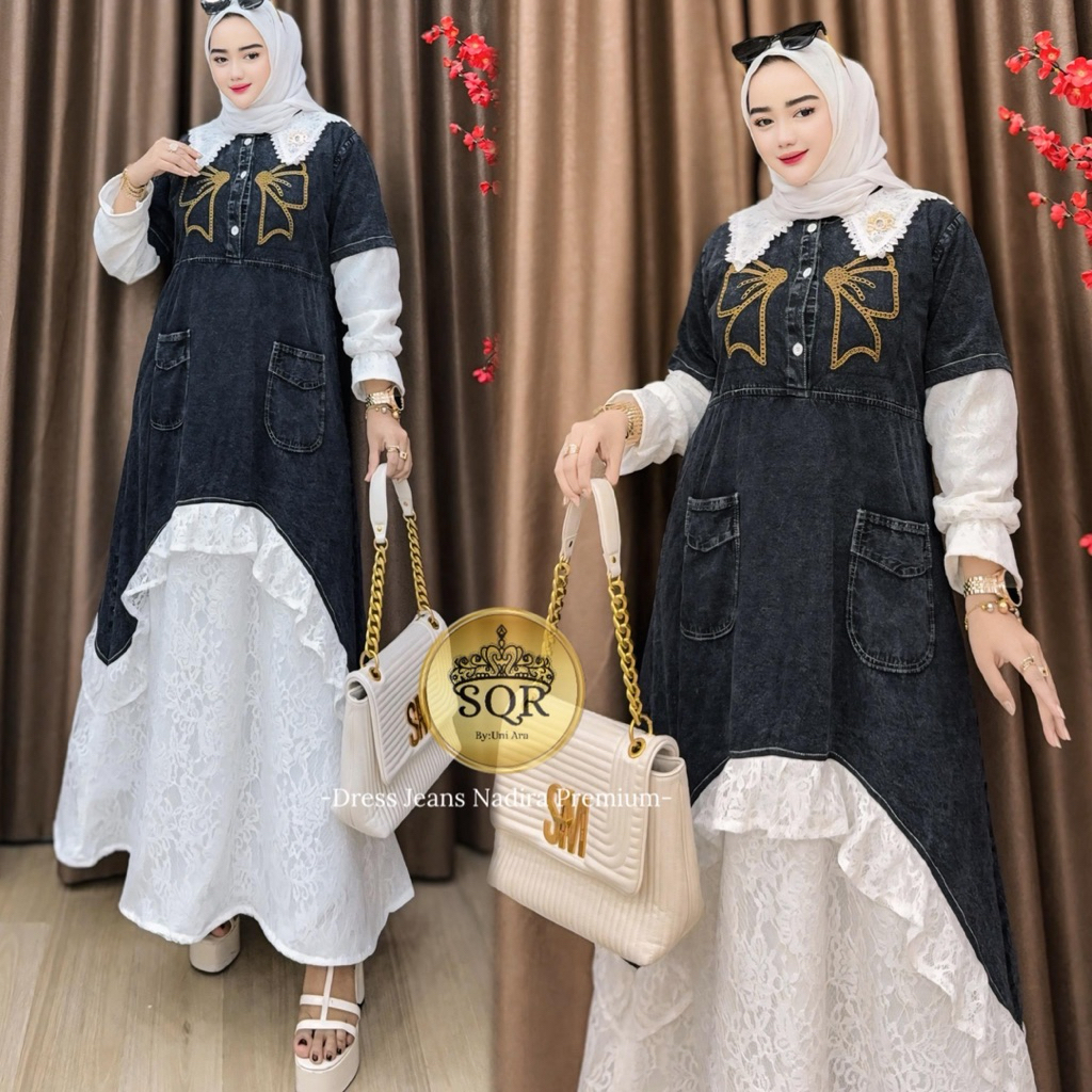 Gamis Nadira Jeans | Gamis Nadira Jeans Uni Ara | Gamis Uni Ara | Dress Nadira Jeans | Dress Nadira 