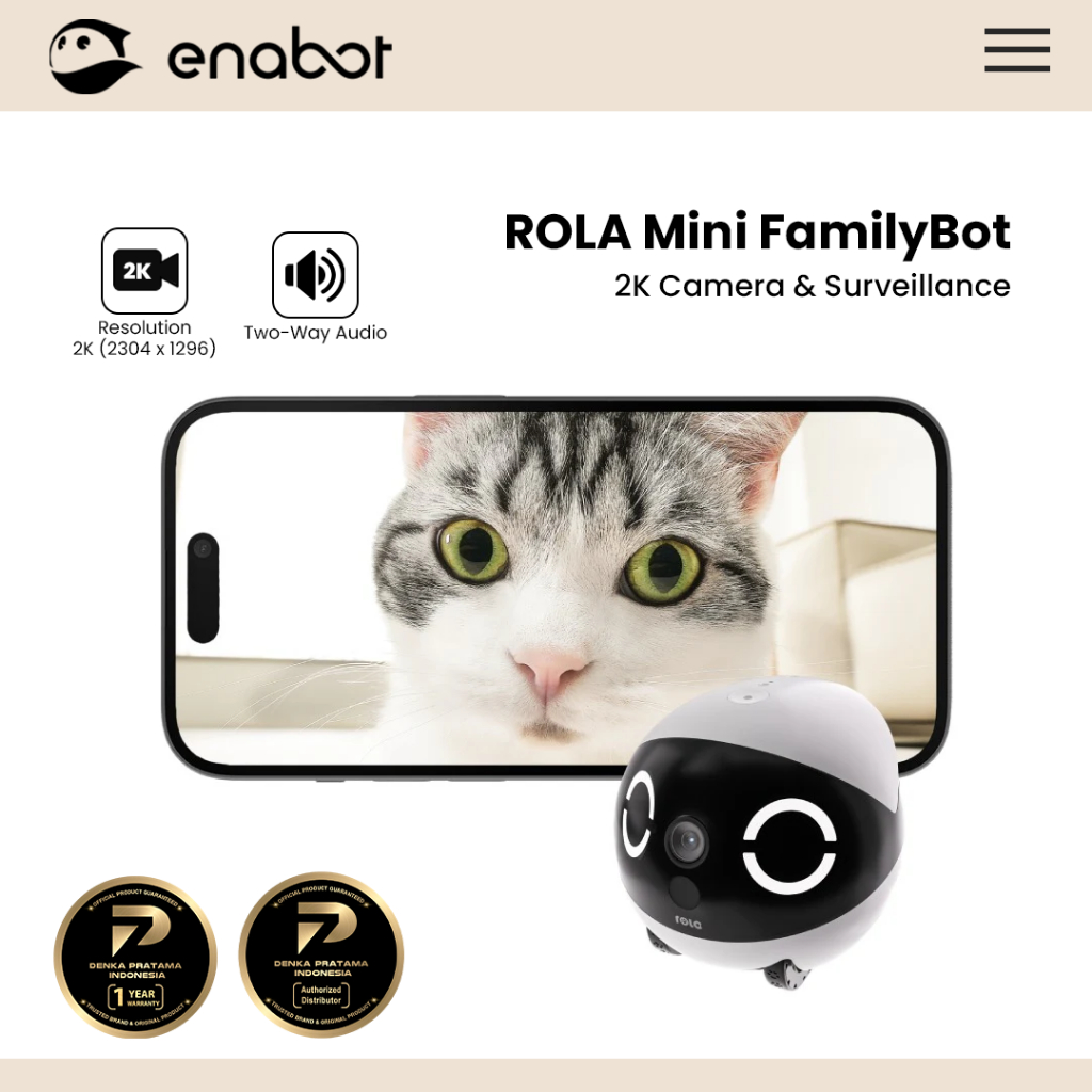 Enabot rola mini familybot - cctv 2k smart robot & pet