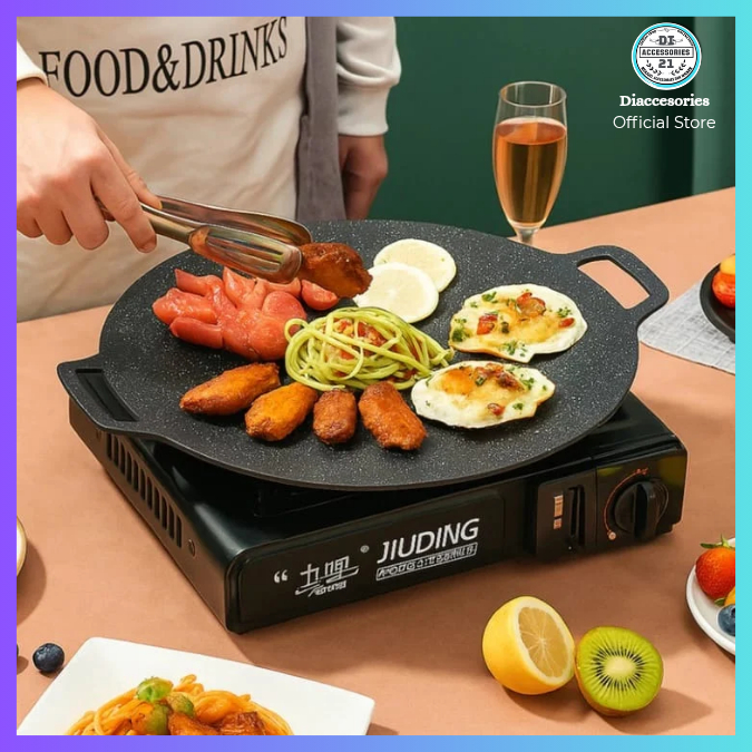 Wajan BBQ Konduksi Anti Lengket | Grill Pan Barbeque 30/34/38 cm Serbaguna