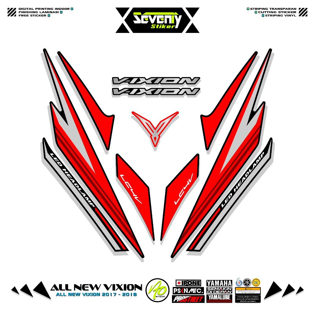STRIPING ALL NEW VIXION 2017 2018 MOTIF 1 STIKER YAMAHA VIXION NEW FACELIFT STICKER VIXION STANDAR