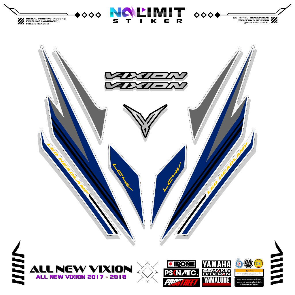 STRIPING ALL NEW VIXION 2017 2018 MOTIF 3 STIKER YAMAHA VIXION NEW FACELIFT STICKER VIXION STANDAR