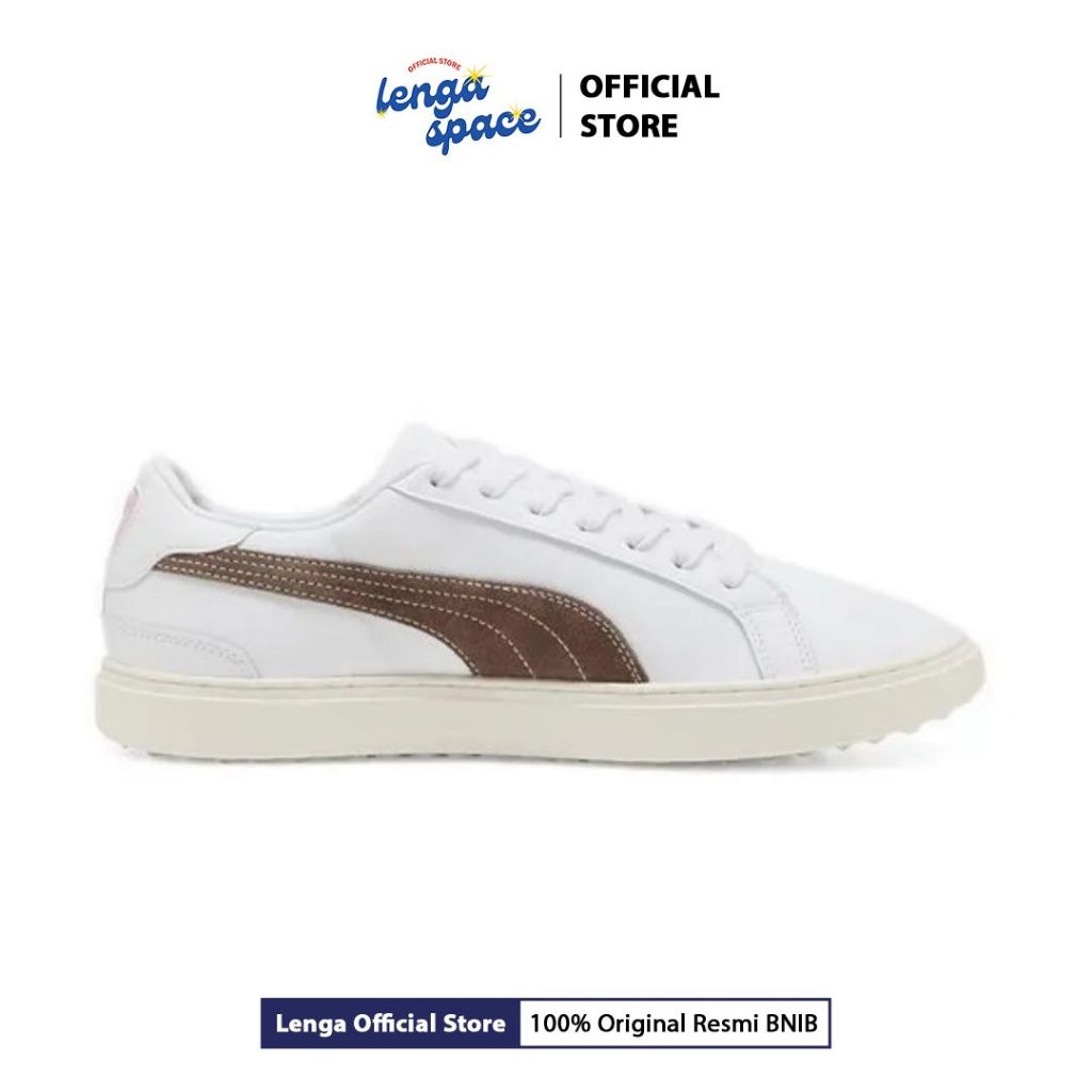 Sepatu Golf Pria Puma X Ap Classic G Shoes Men's - Puma White-Flat Bronze-Pale (312679-01) Original