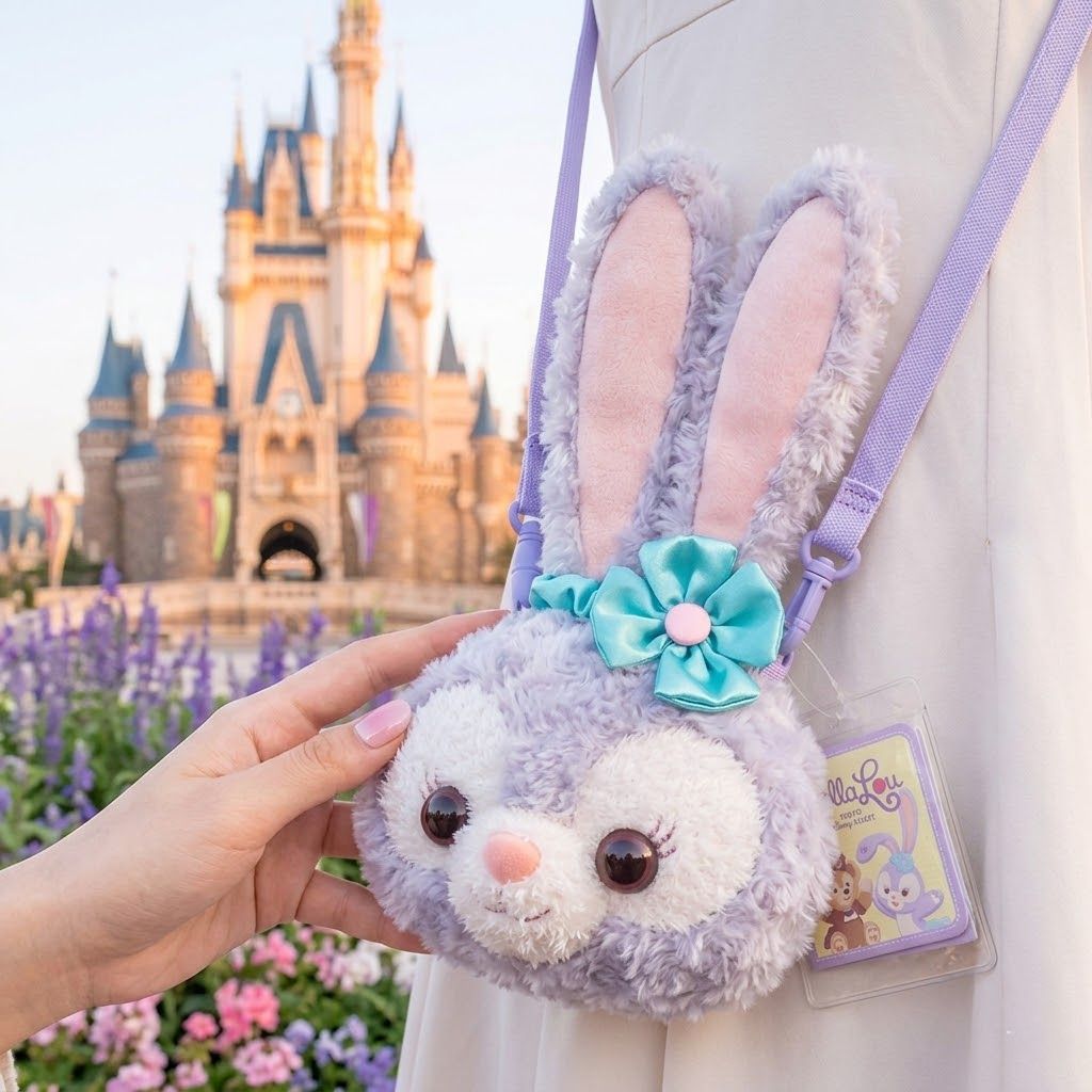 Tas Boneka StellaLou Disney Pouch Selempang Kelinci Kawaii Plushie Purple