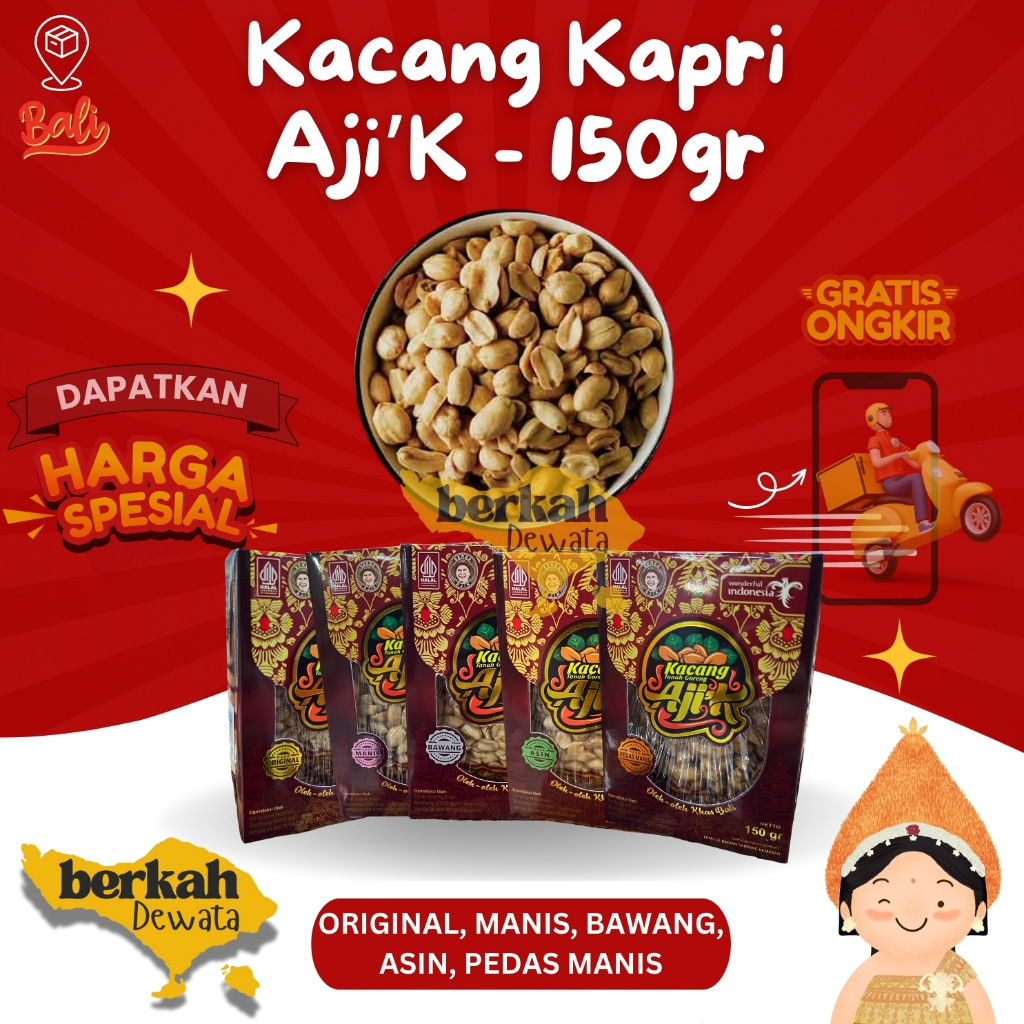 Promo Kacang Tanah Ajik / Kacang Kapri Ajik Krisna (150gr) Oleh Oleh Khas Bali