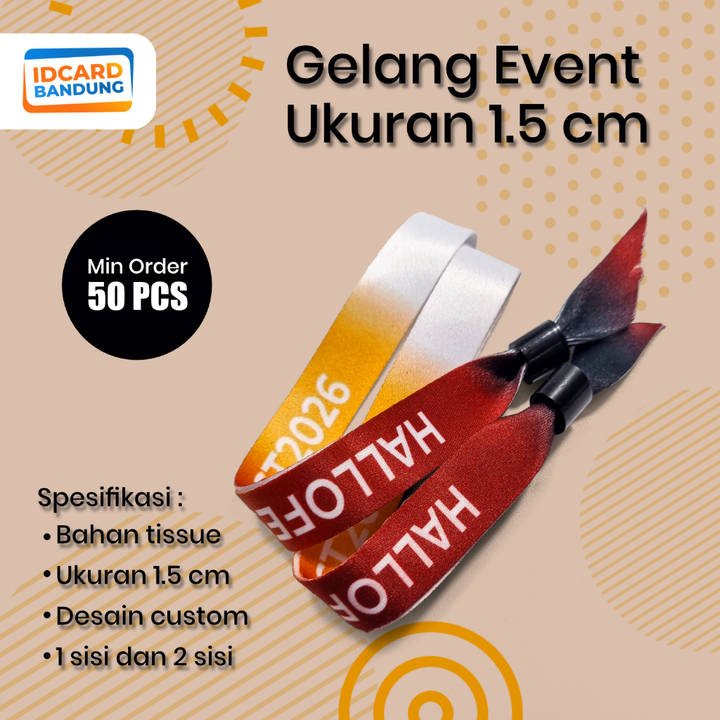 Gelang Lanyard Event Custom 1,5cm | Wristband Lanyard Lock | Tiket Konser Lanyard Custom