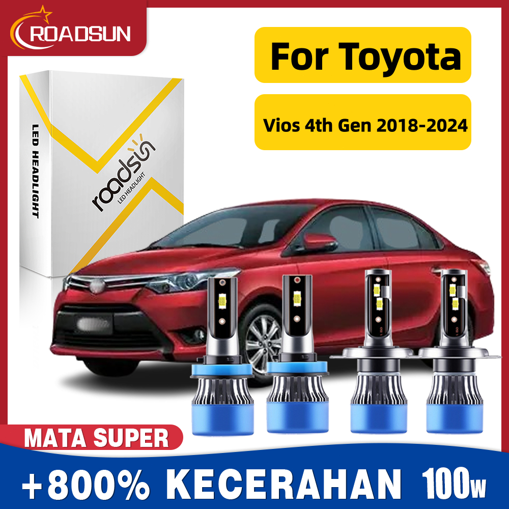 Cocok Untuk Toyota Vios 4th Gen 2018-2024 Led Lampu Depan Mobil Bohlam Hi/Lo Beam Lampu Kabut Super 