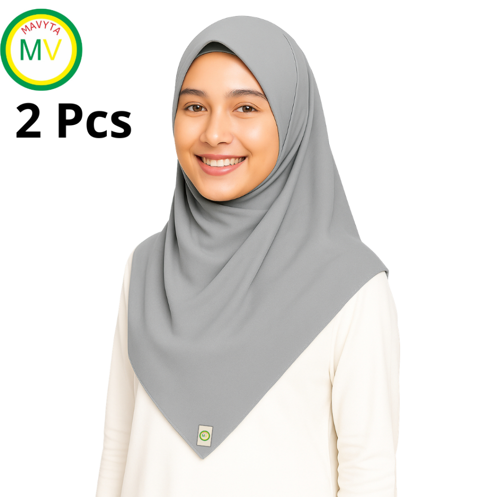 MAVYTA Hijab Segi Empat – Warna Abu Muda (Soft Gray) - 2PCS