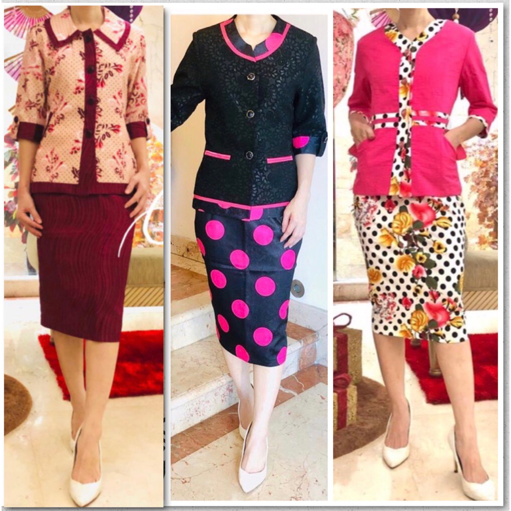 SALE One Set Blazer Wanita Sister’s Import . Set blazer motif bunga elegan. Blazer set motif polkado