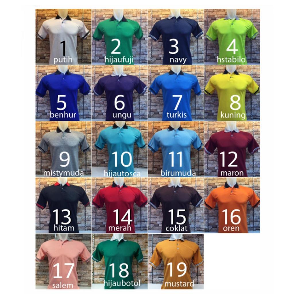 Kaos Polo Tshirt Baju Kerah polos KOMBiNASi sablon bordir pria wanita