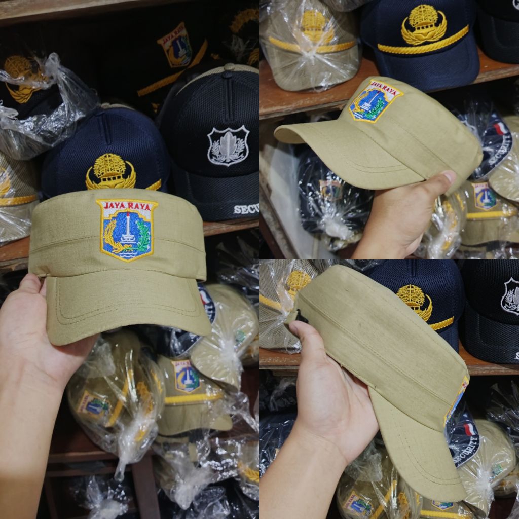 TOPI KOMANDO PNS DKI JAYARAYA CREAM - Topi Resmi PNS DKI Jaya Raya Warna Cream untuk Penggunaan Form