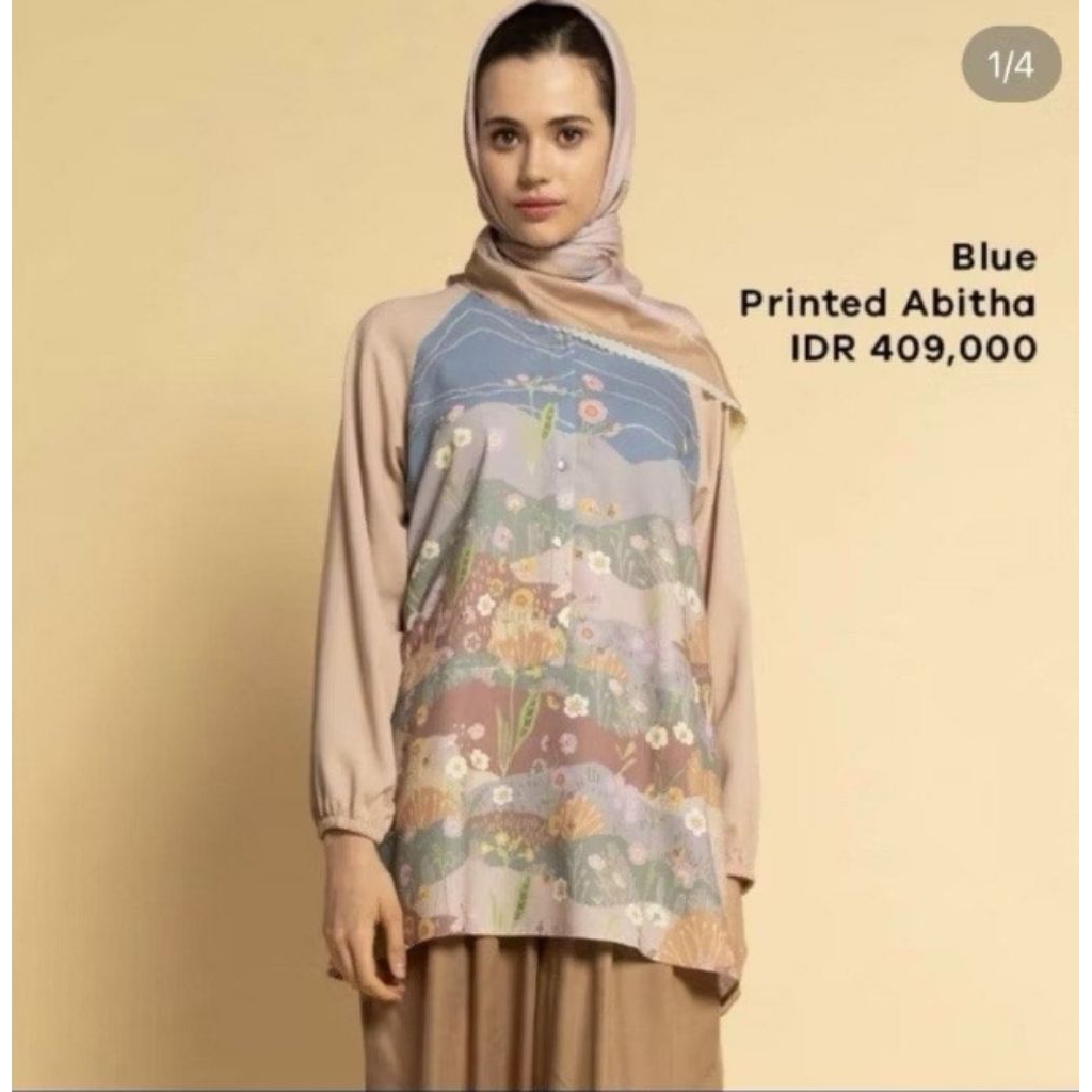 Riamiranda Blue Printed Abitha Top Ria Miranda x Cotton Ink