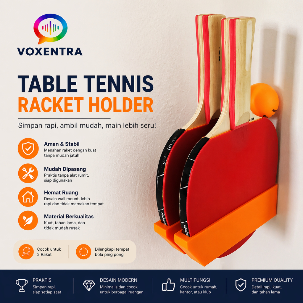Table tennis racket wall holder | Holder Raket Bola Ping Pong | Holder Tenis Meja Minimalis