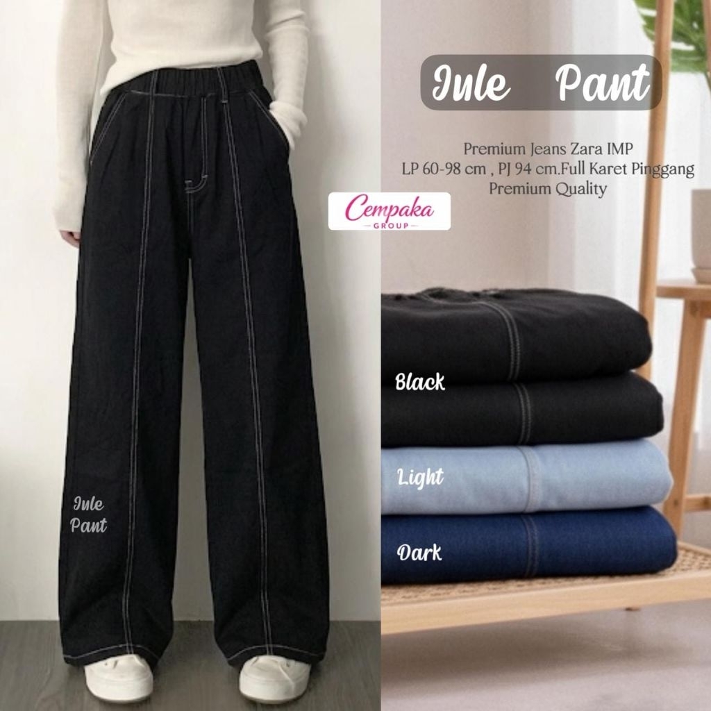Celana Panjang Wanita Jule Pant Premium Jeans Zara Import Pinggang Full Karet - Celana Jeans Wanita