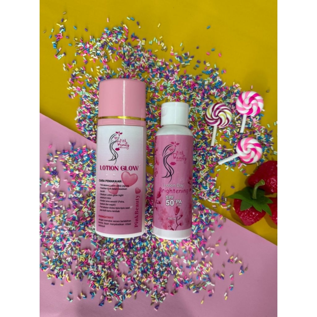 PAKET HB GLOW & LOTION SIANG PINK BEAUTY SPF50+