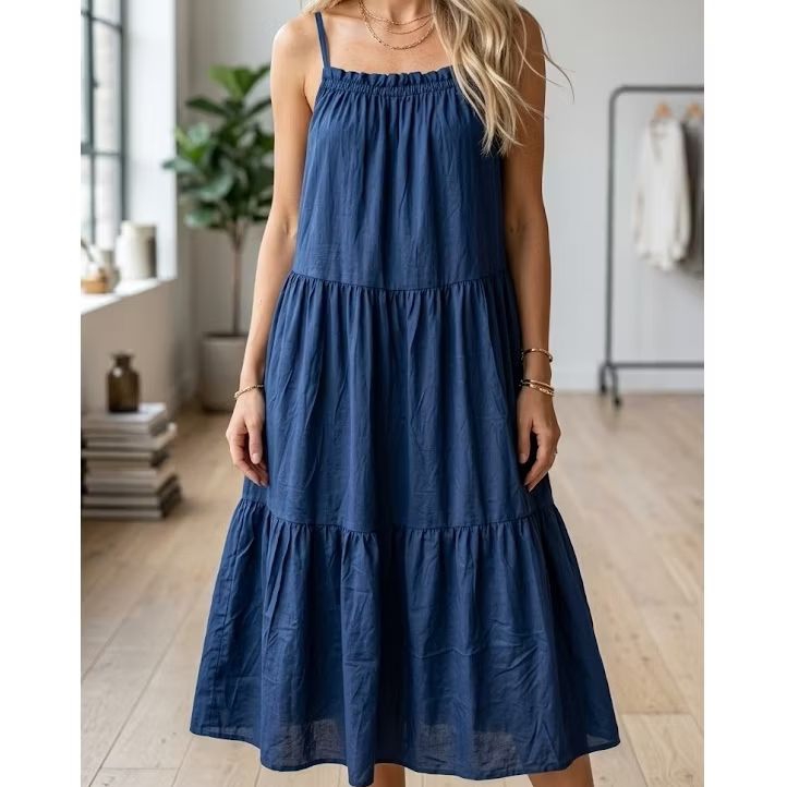 LongDress Tanpa Lengan Bahan Rayon Twill/Dress Pantai Cewe