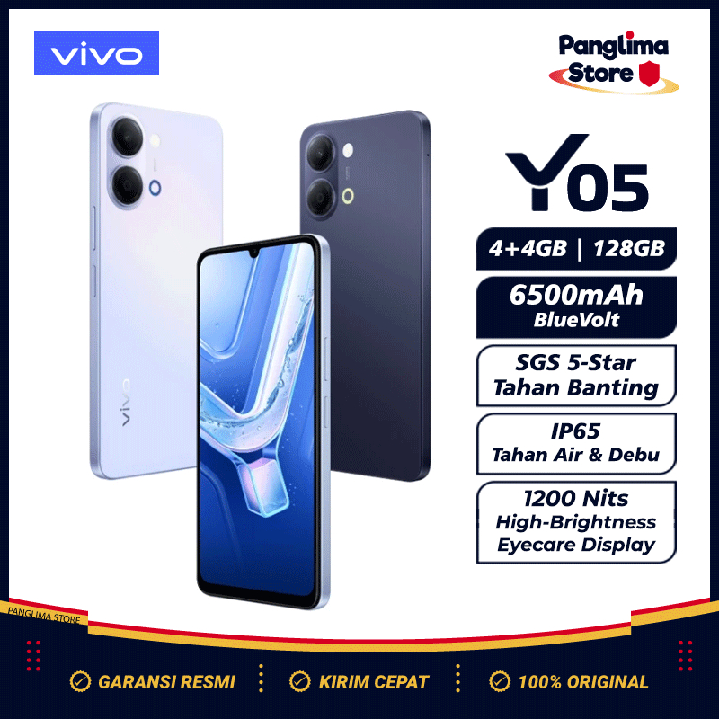 VIVO Y05 4/128GB HP Murah Original 100% Hape Tahan Banting Android 1 Jutaan Handphone Terbaru 2025