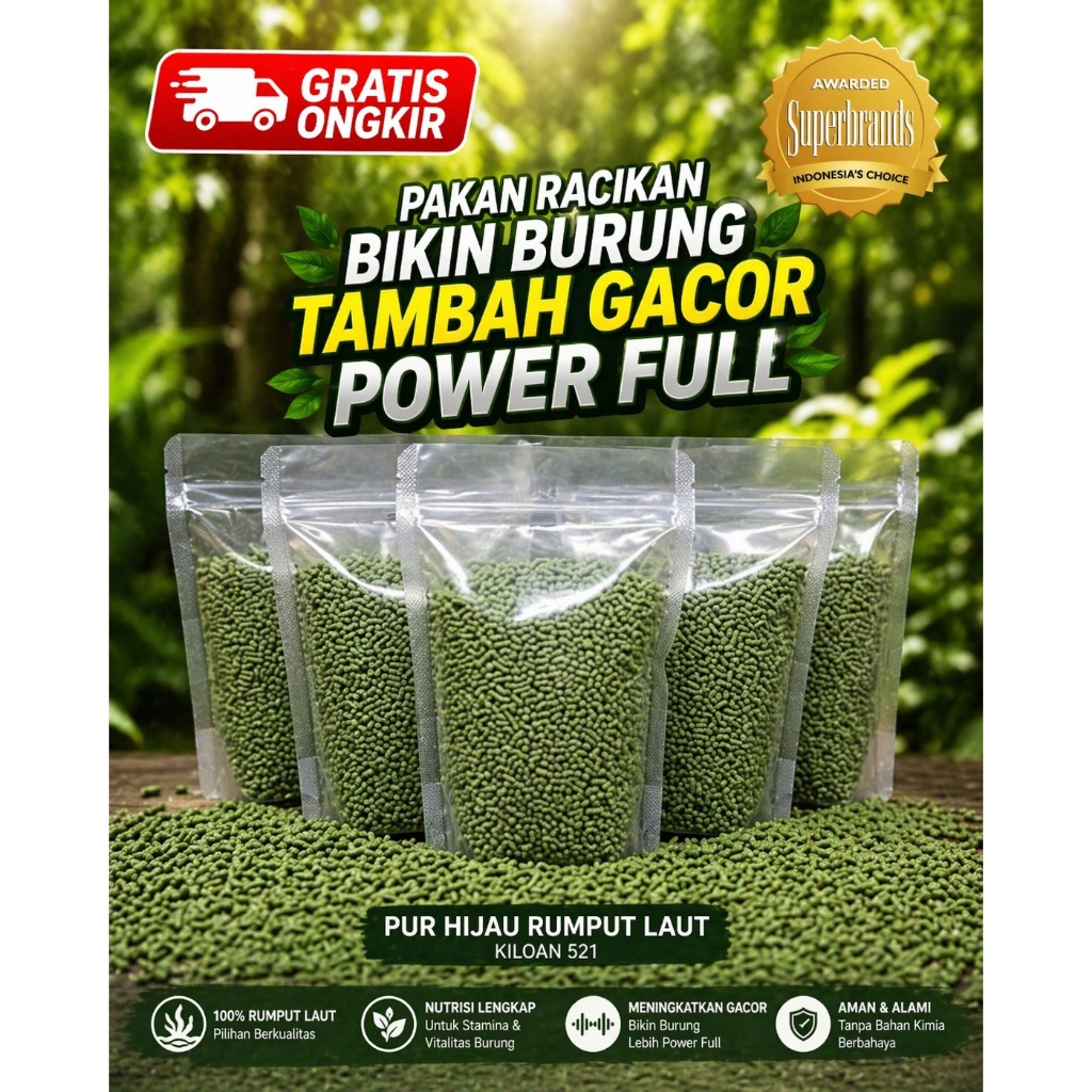 pur ijo pakan burung trucukan 1 kilogram pakan burung kutilang jalak kacer murai pakan burung voer h