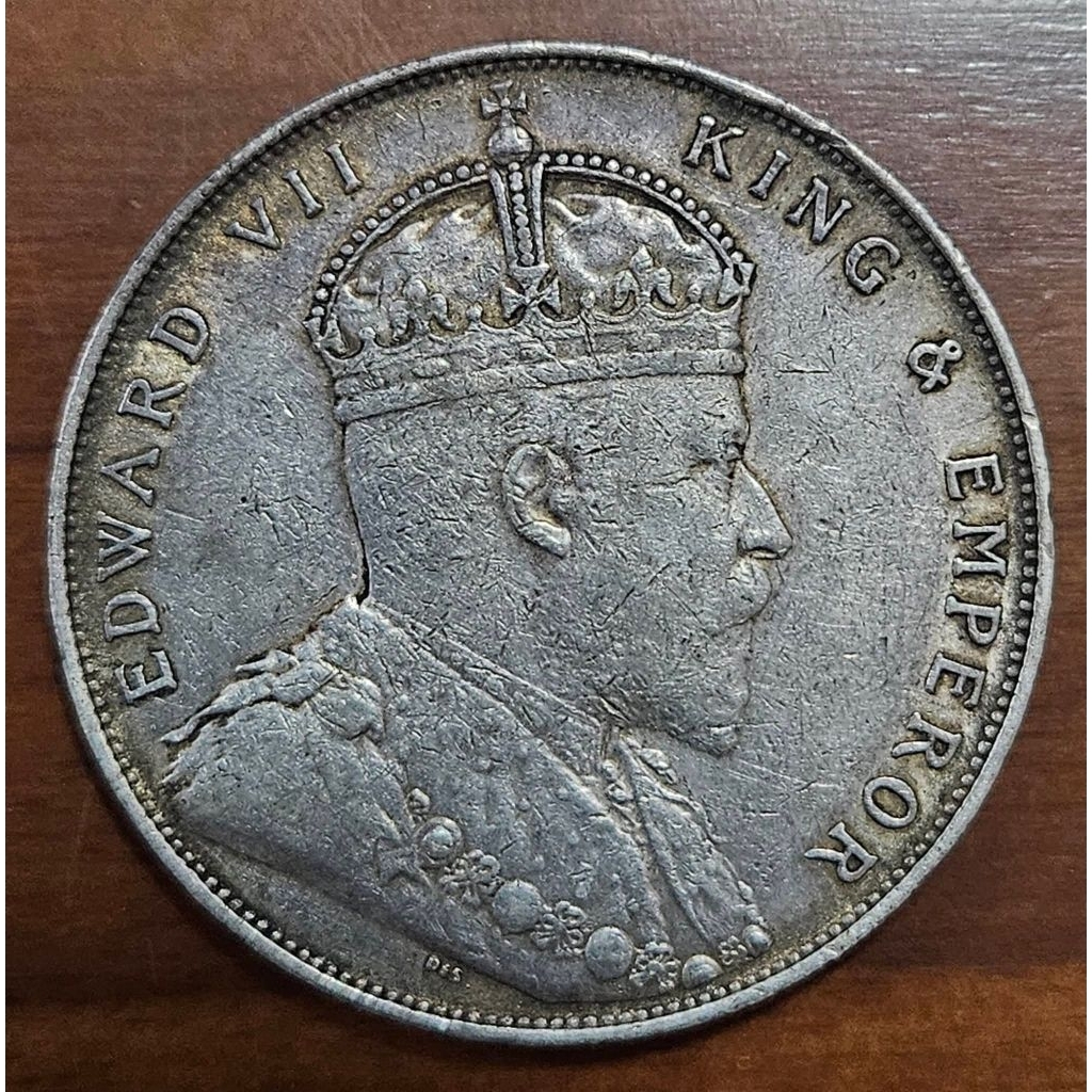 Koin Perak 1 Dollar 1907 Edward VII (VF)
